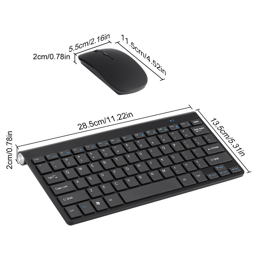  2.4Ghz Slim Mini Wireless Keyboard and Mouse Combo Set For PC Laptop Computer 