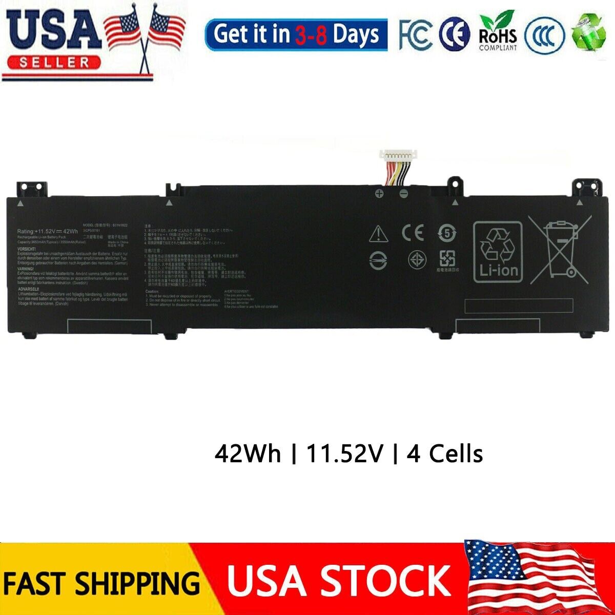B31N1822 42WH Battery for Asus ZenBook Flip 14 UX462 UM462 UX462DA UM462DA Q406D