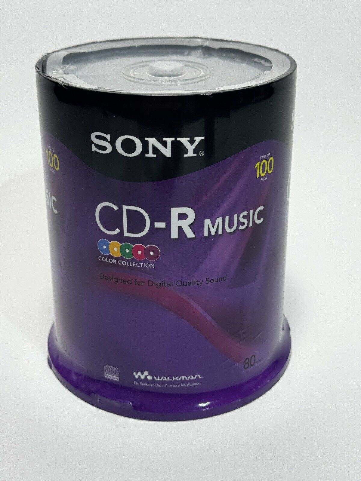 SONY CD-R Music Discs, 100 ct. 80 min. Color Collection. For Walkman Use.