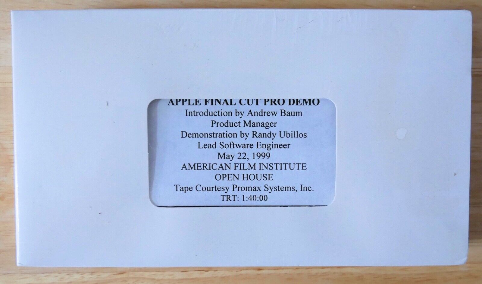 Vintage Apple Final Cut Pro Demo VHS Tape 1999