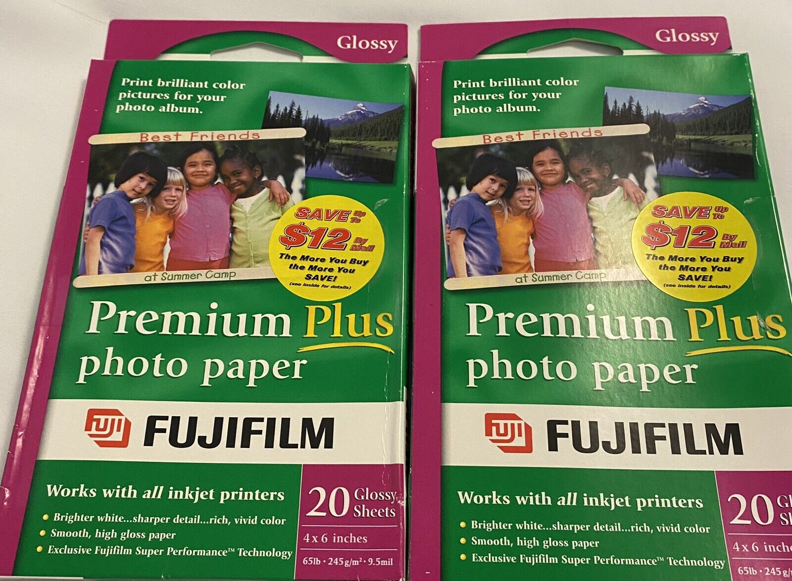 FujiFilm Inkjet Premium Plus Paper Glossy 4 x 6  2Packs of 20 NEW