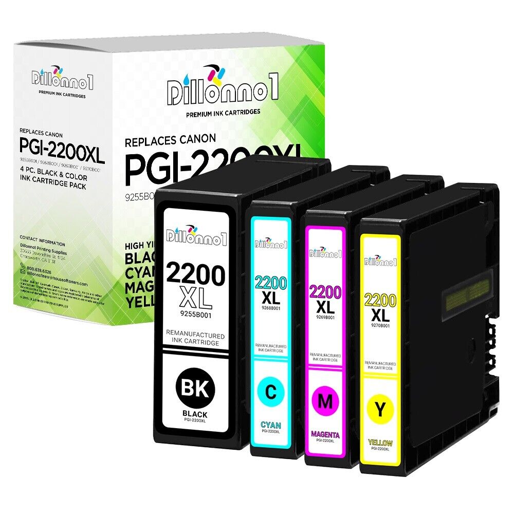 4 PACK PGI-2200XL Ink Cartridges for Canon MAXIFY iB4120 MB5120 MB5420