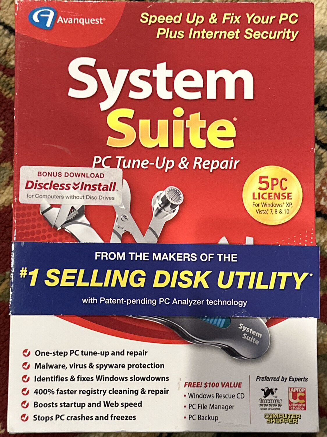 Avanquest System Suite PC Tune-UP Repair 5 Pc  for windows Xp, vista, 7,8,10