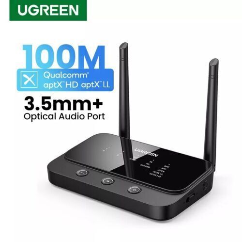 Ugreen 100M Long Range Bluetooth 5.0 Transmitter Receiver Wireless Audio AptX