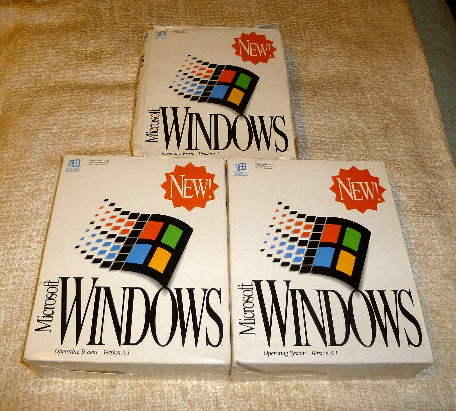 Lot Of 3 Vintage 1992 Microsoft Windows 3.1 Operating Systems On Six 1.44 Disks