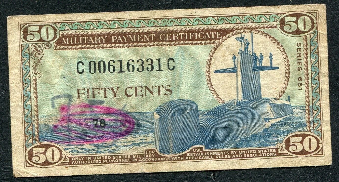 USA 50 CENTS PM78 1969 MPC 681 SUBMARINE ASTRONAUT SPACE WALK CURRENCY BILL NOTE