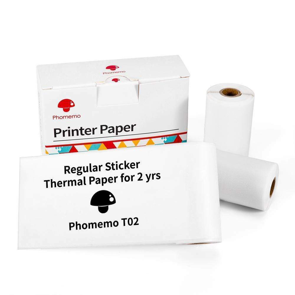 3Roll White 2yr Self-Adhesive Thermal Sticker Paper 53mm Phomemo M02 T02 Printer