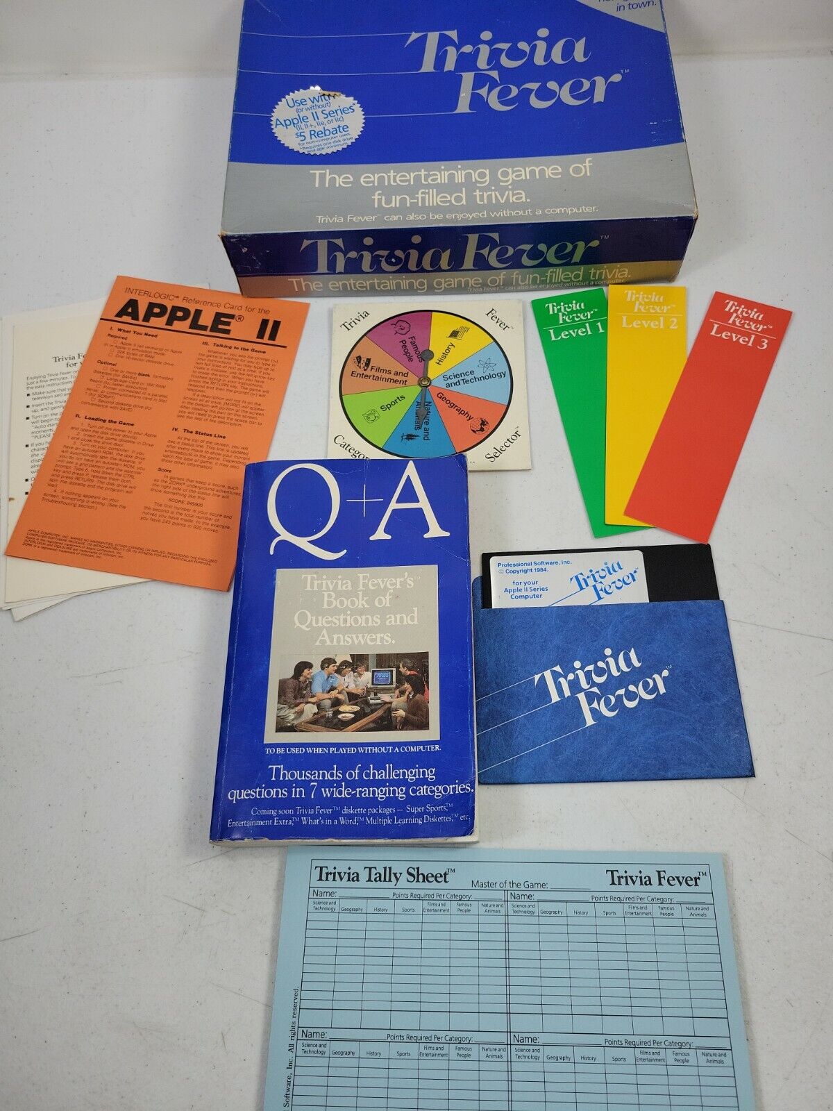 Vintage 1984 Trivia Fever Professional Software for Apple II Complete in Box