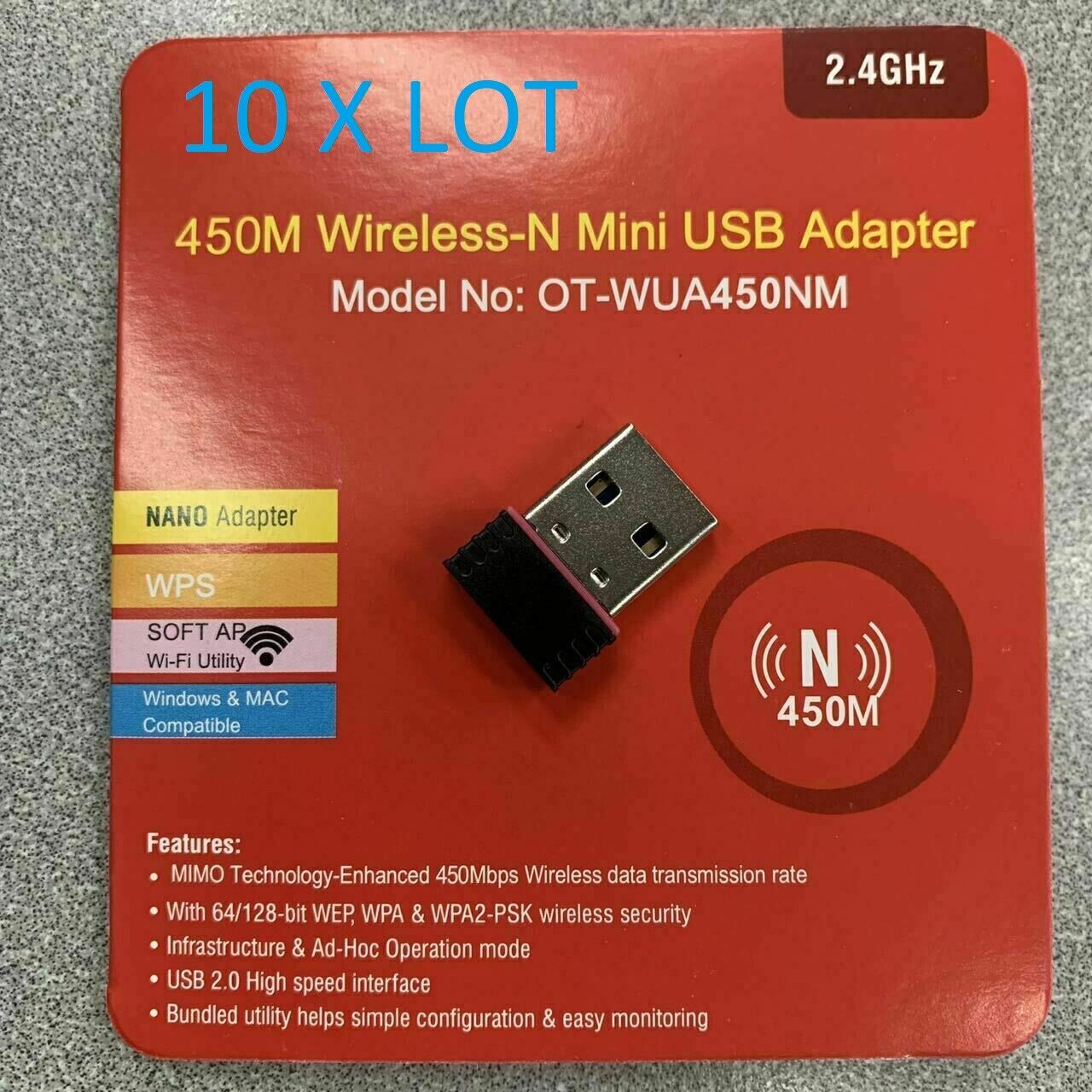 10x LOT N300Mbps Wireless USB Wifi Adapter LAN Antenna Network 802.11n/g/b Nano
