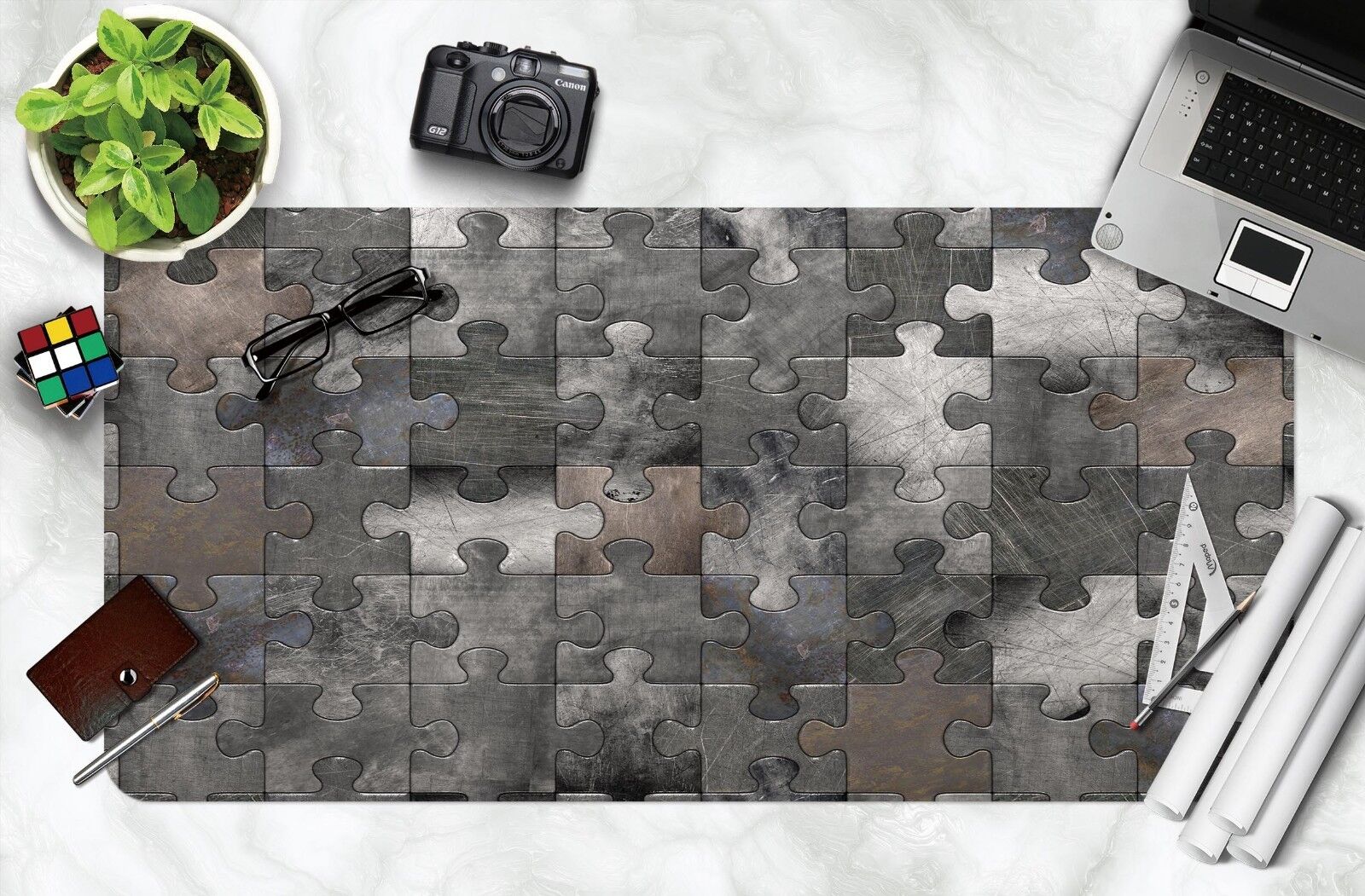 3D Gray Puzzle 3 Texture Non-slip Office Desk Mouse Mat Keyboard Game