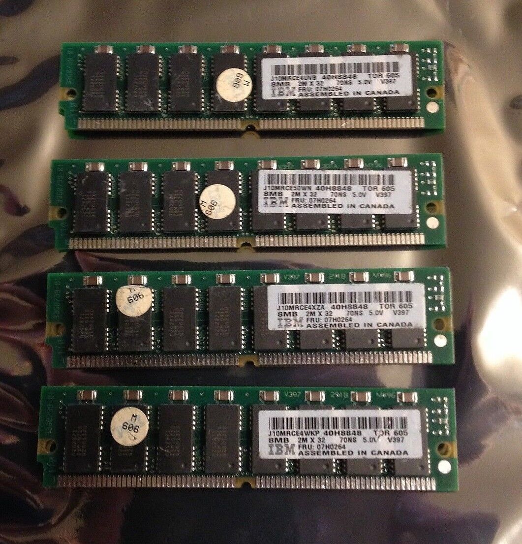 4x 8MB 72-Pin 60ns EDO Non-Parity 2Mx32 SIMM Memory 32MB Apple Macintosh PC Unix