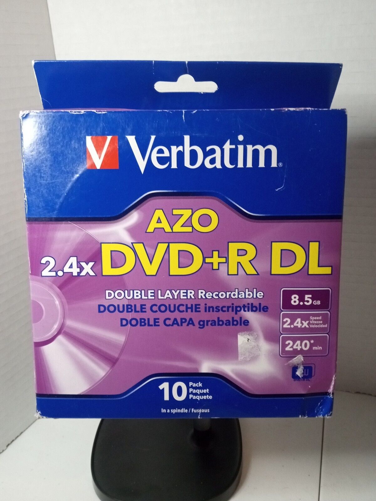 10-pk Verbatim Dual Layer DVD+R  DL - 2.4x 8.5GB 240 mins w AZO