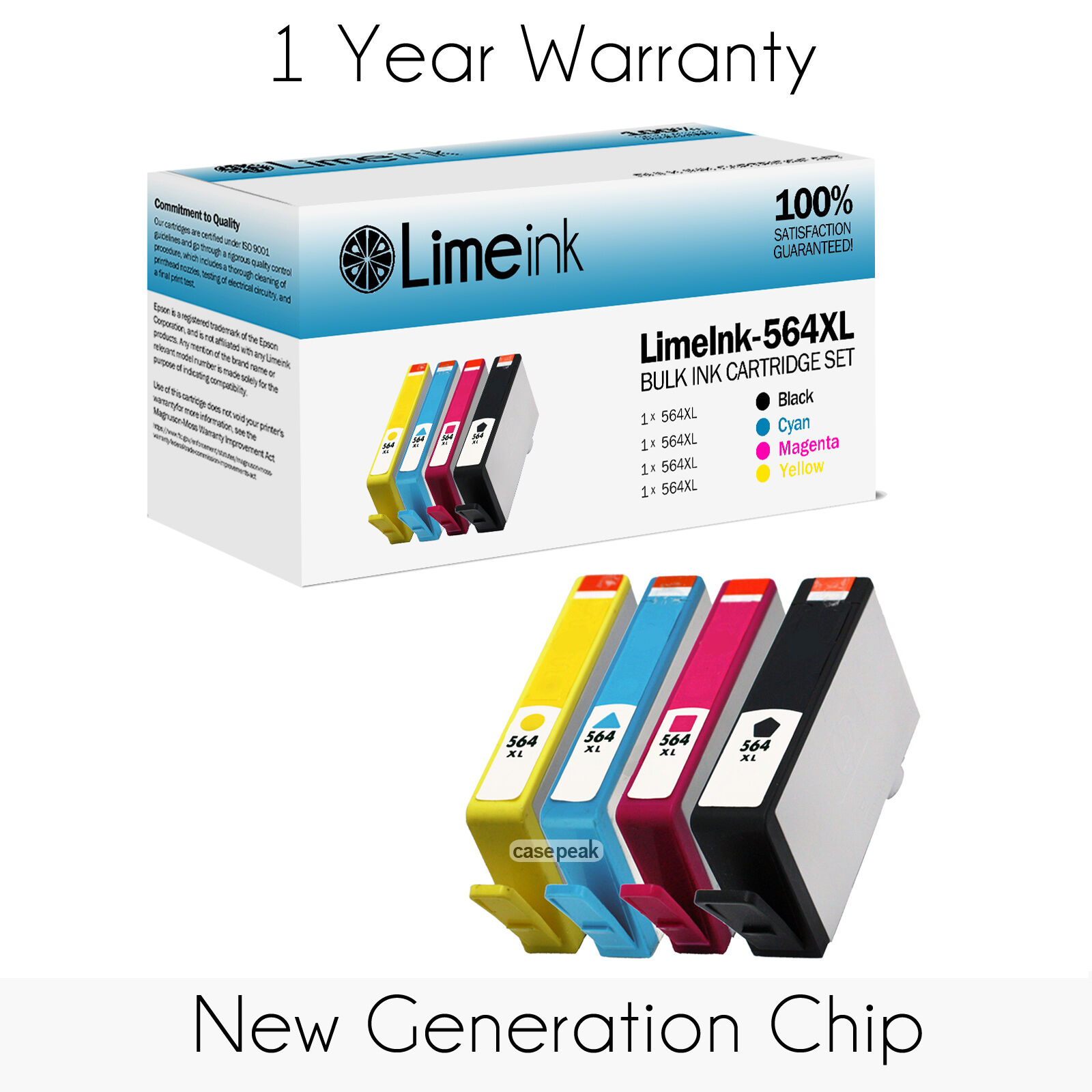 4 Pack New Gen for HP 564XL Ink Cartridge Photosmart 5514 5515 5510 5520 Printer