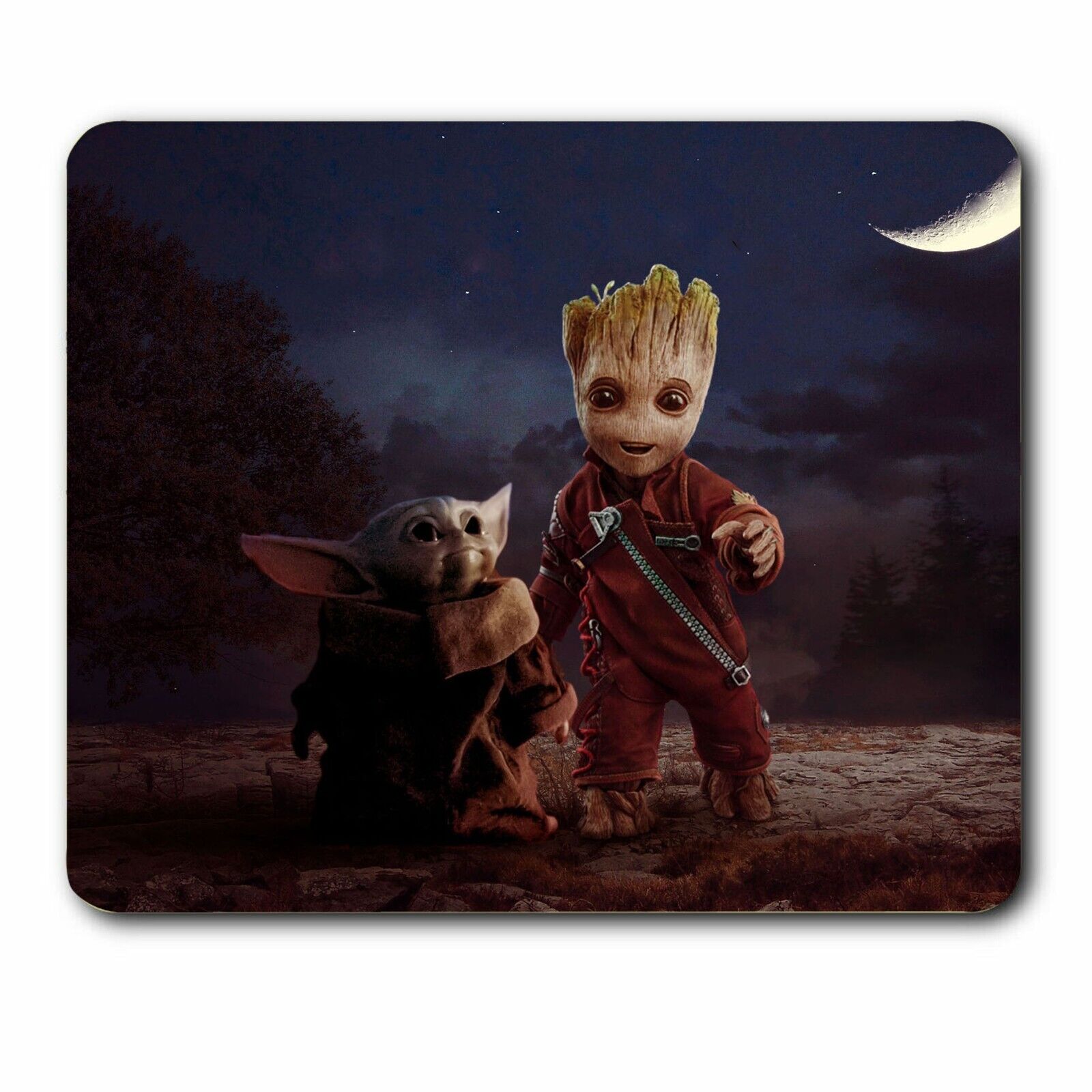 Baby Yoda & Groot Round Neoprene  New Game Mouse pad L32 Hard Desk pad