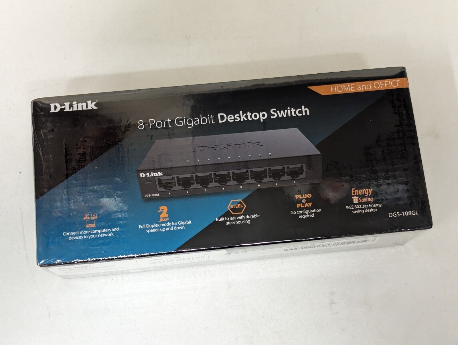 New D-Link Ethernet Switch, 8 Port Gigabit Desktop Switch (DGS-108GL) Plug+Play