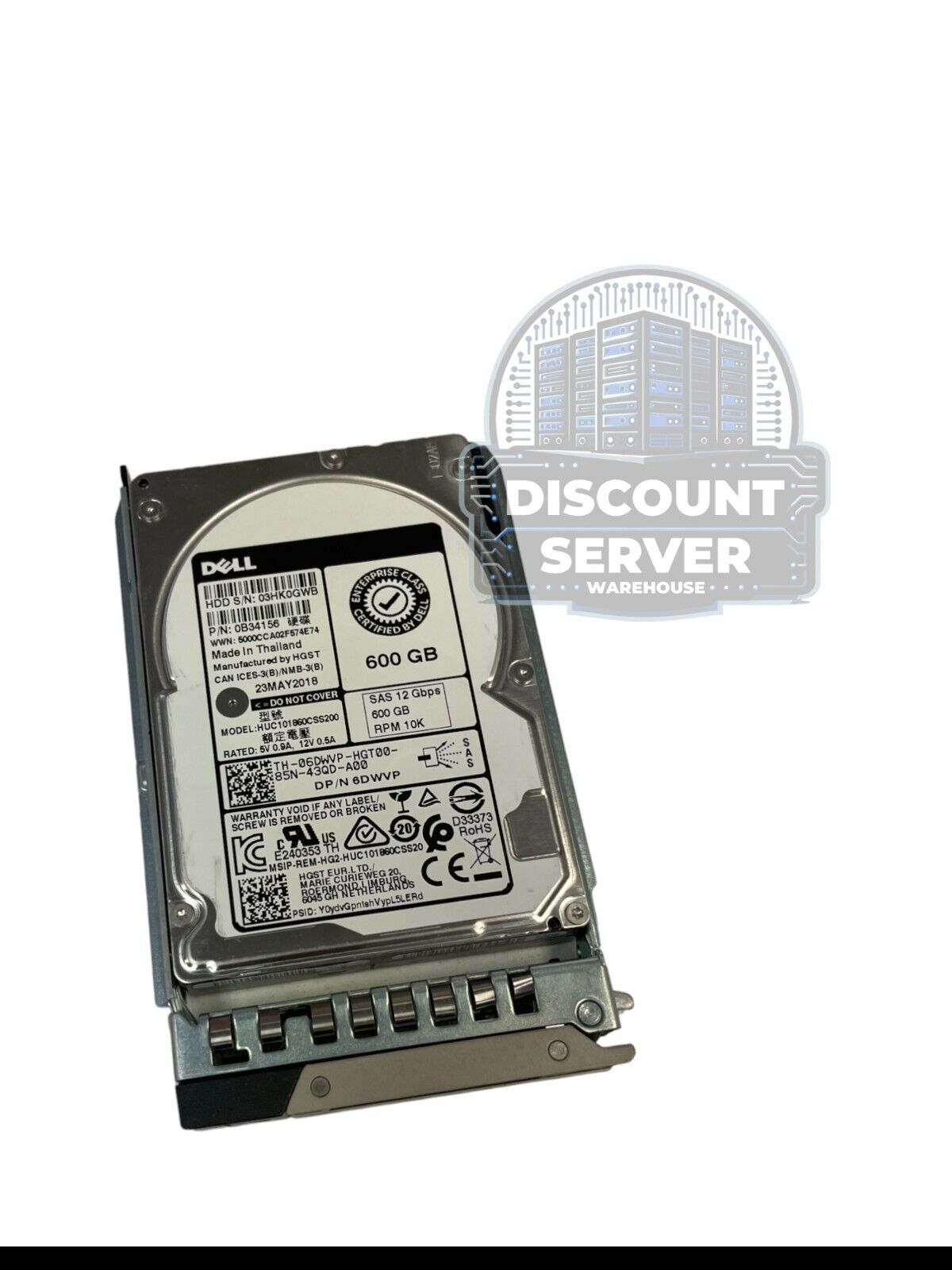 DELL 600GB 10K 12G SAS 2.5in HDD HUC101860CSS200 6DWVP