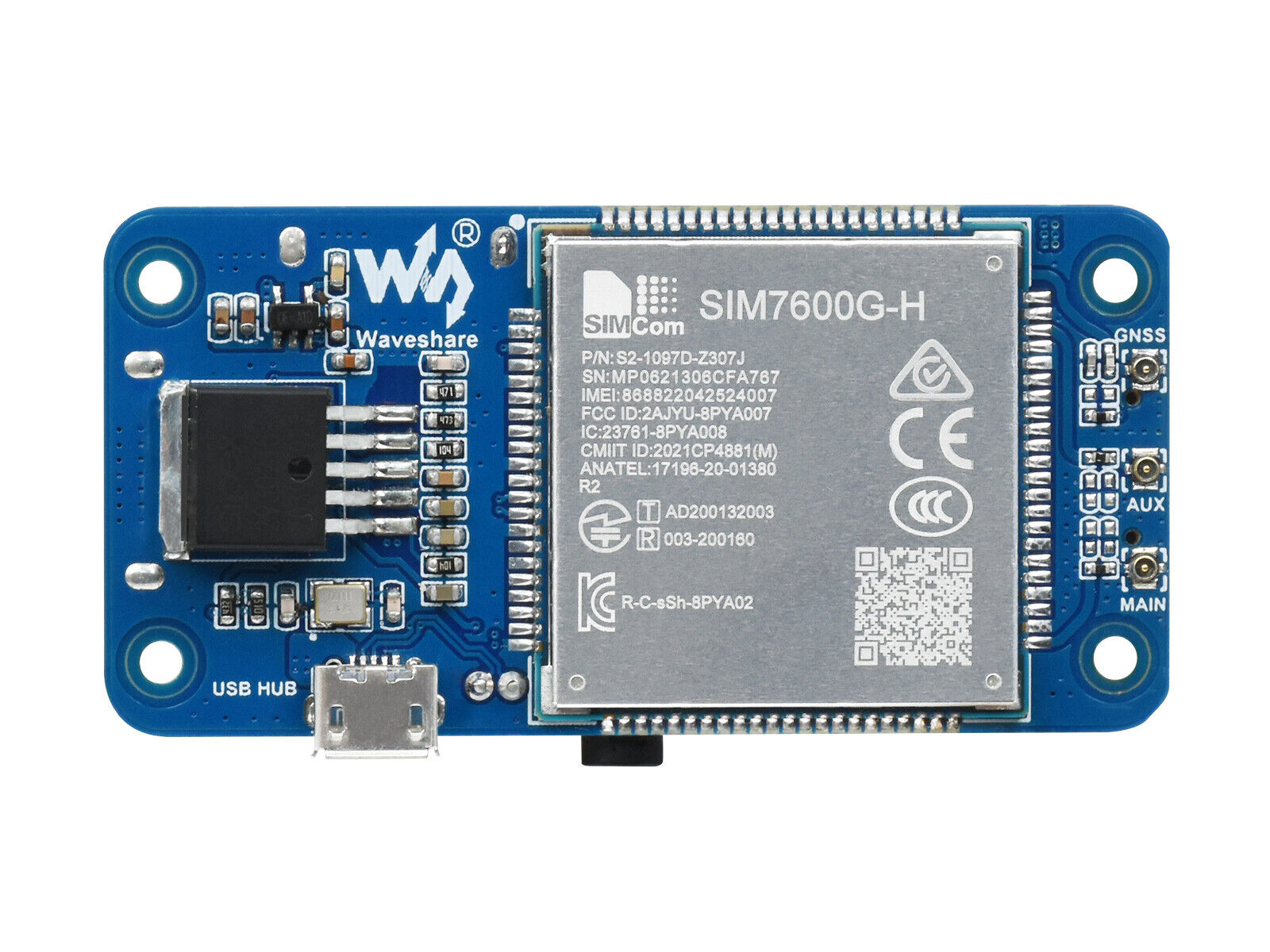 SIM7600G-H 4G HAT (B) for Raspberry Pi Supports LTE Cat-4 4G 3G 2G Global Band