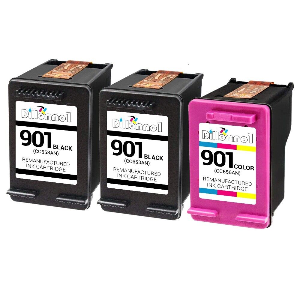 3 PACK HP #901 Black/Color Ink for HP Officejet 4500 G510 Printer Series