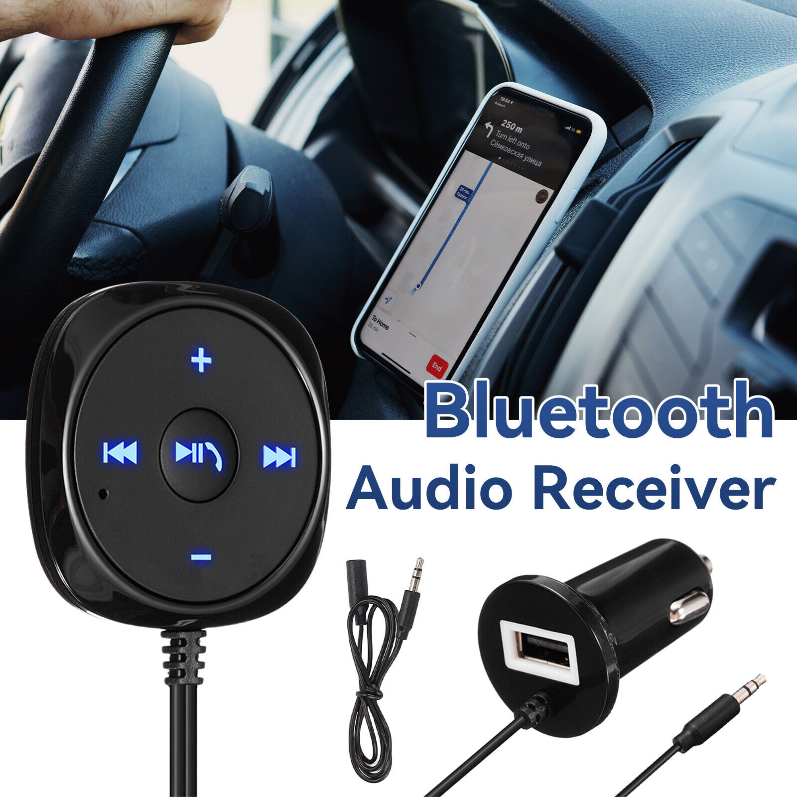 AUX-in Bluetooth Wireless Receiver & Transmitter Adapter For Car Stereo Audio US