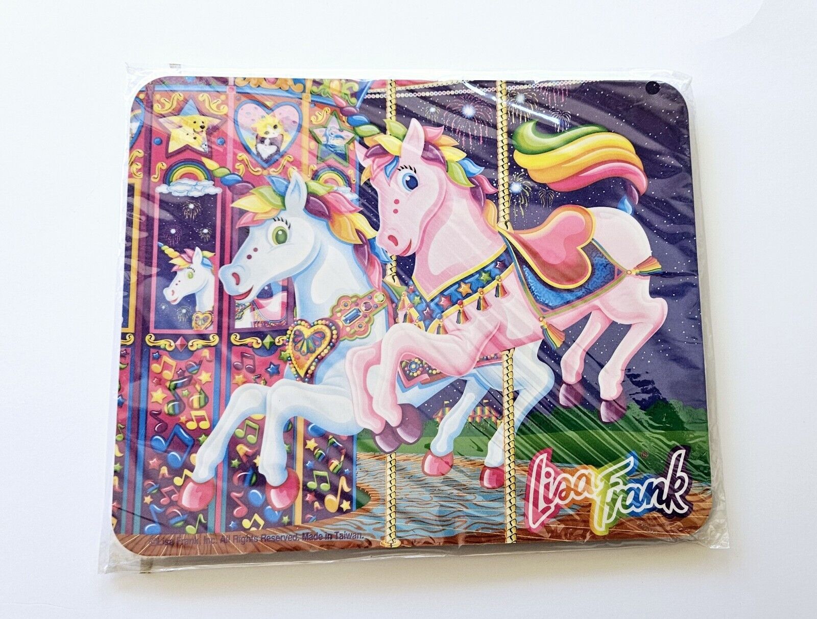Vtg Lisa Frank Mouse Pad Carousel Unicorns Merry Go Round vintage