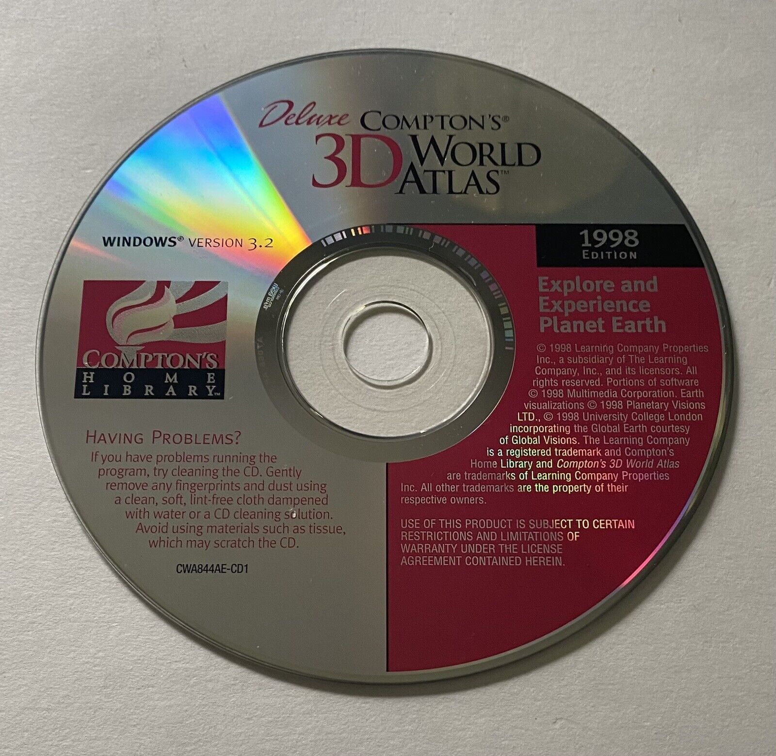 Deluxe Compton's 3D World Atlas PC CD-ROM Software 1998