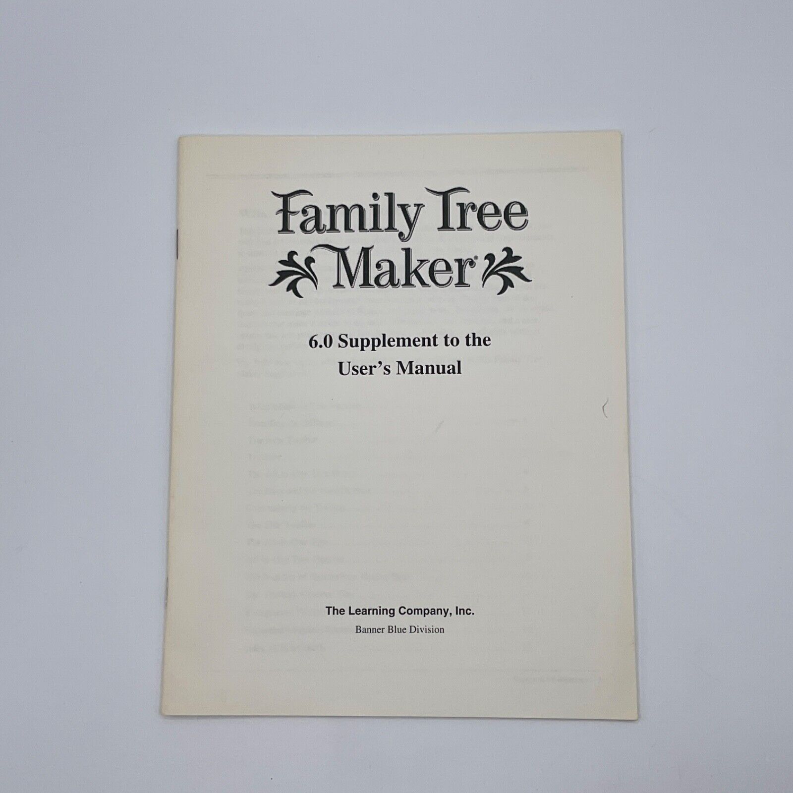The Learning Co FAMILY TREE MAKER Version 6.0 User Manual Book Only VTG