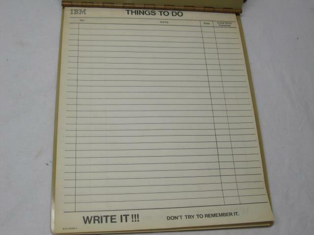 Vintage IBM Things To Do Checklist Stationary and Profex Clip Board Binder
