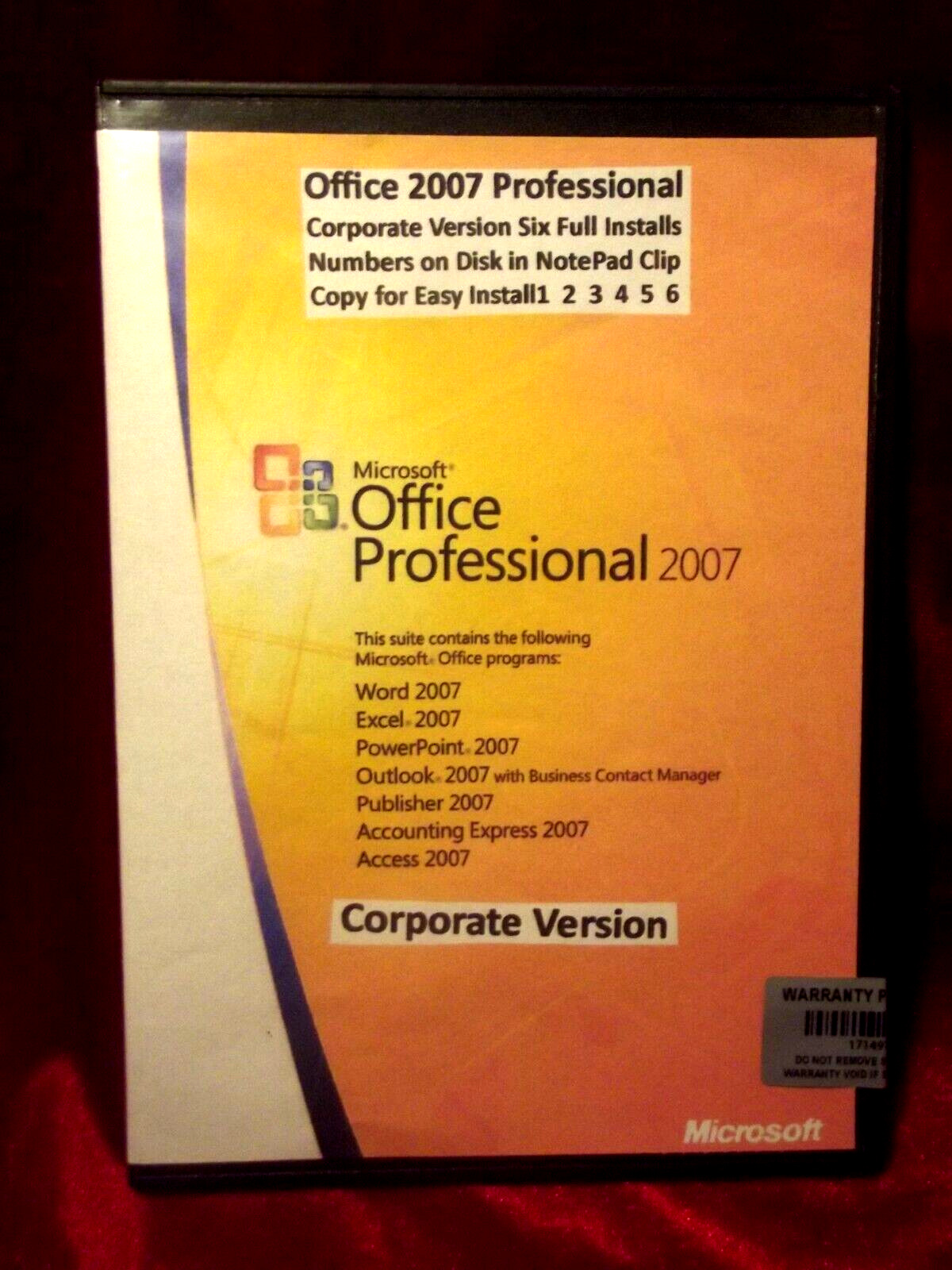 Microsoft Office 2007 Professional Licensed for SIX (6) PCs/Laptops BEST DEAL