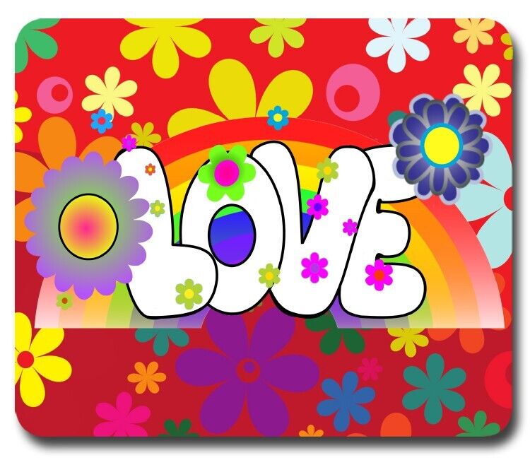 Flower Power LOVE Retro 60\'s 70\'s Groovy ~ Mouse Pad / Mousepad ~ Great Gift