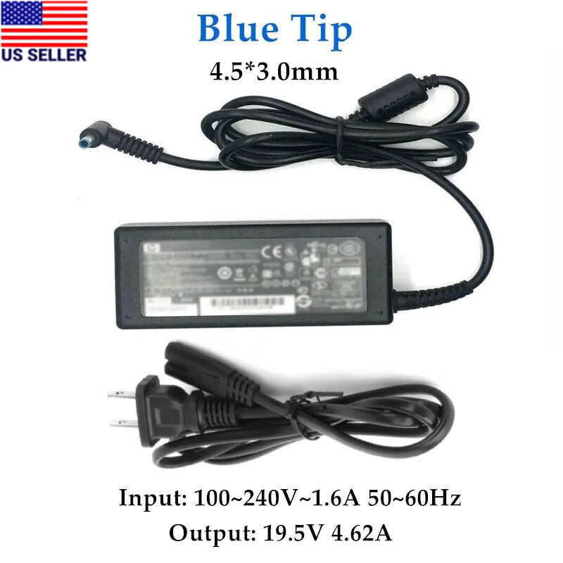 For 90W HP Blue Tip AC Adapter Charger 710413-001 19.5V 4.62A +Cord Power Supply