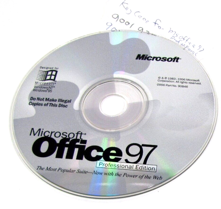 Microsoft Office 1997 Professional Edition CD with Key Code 
