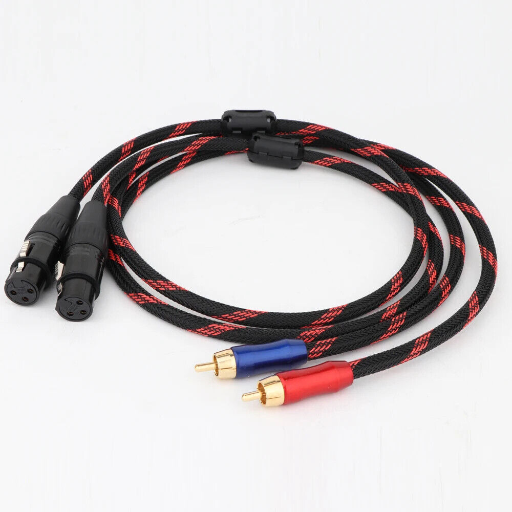 Pair 5N OFC Copper Signal Wire XLR Male Female To RCA Audio Interconect Cable