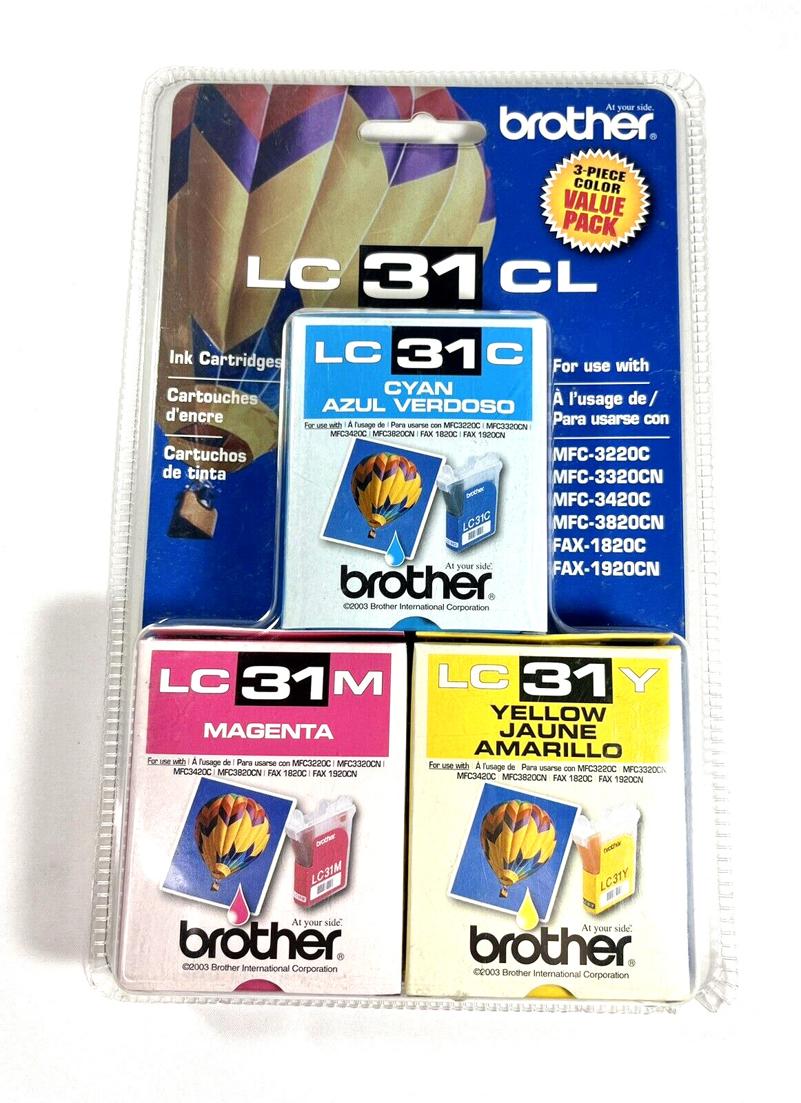 Brother LC31CL Vintage Sealed Printer Ink Cyan Magenta and Yellow