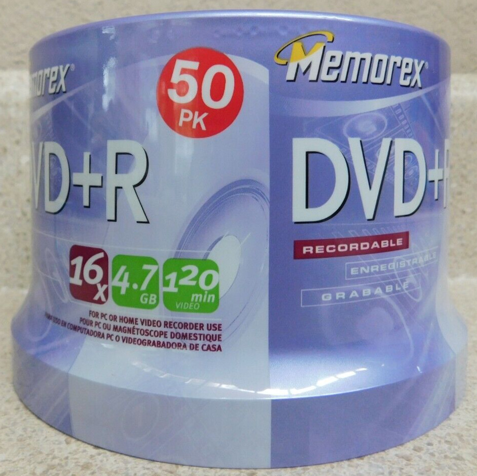 Memorex DVD+R 16X 4.7 GB 120 Min 50 Pack Brand New Sealed