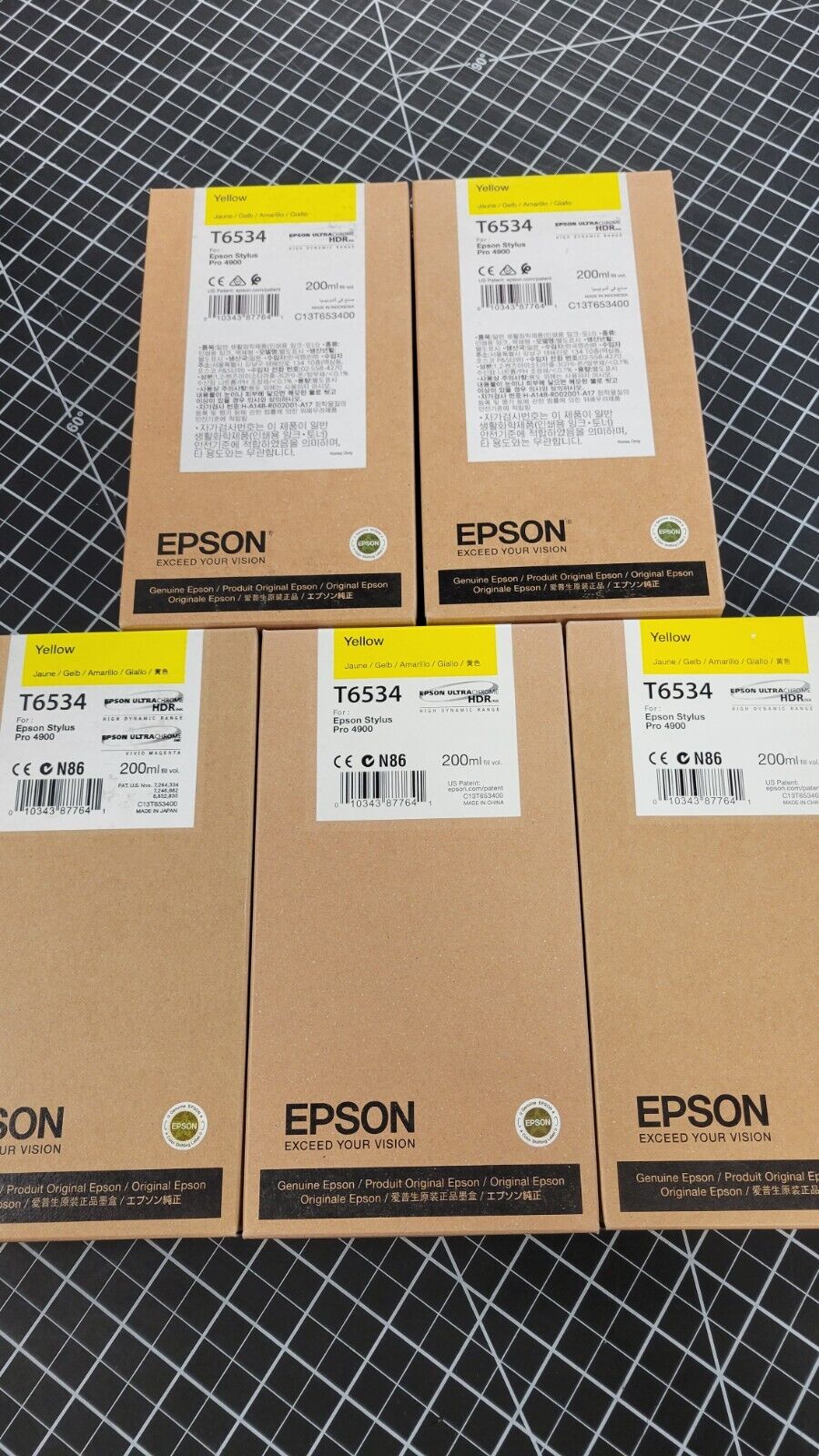 Genuine EPSON OEM T6534 YELLOW, for Epson Stylus Pro 4900 (Qty1)