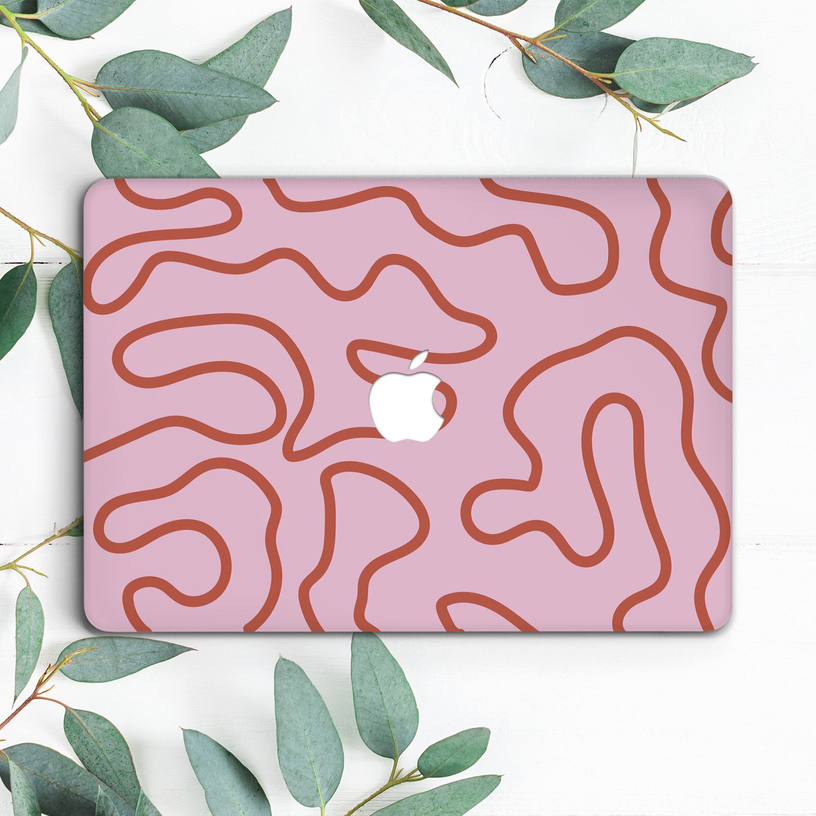 Pink Retro Line Art Abstract Aesthetic Hard Case For Macbook Pro 13 15 16 Air 13