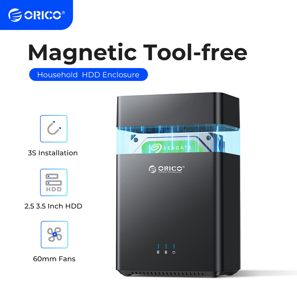 ORICO 2 Bay Hard Drive Enclosure SATA to USB 3.0 Magnetic Case for 2.5/3.5\'\' HDD