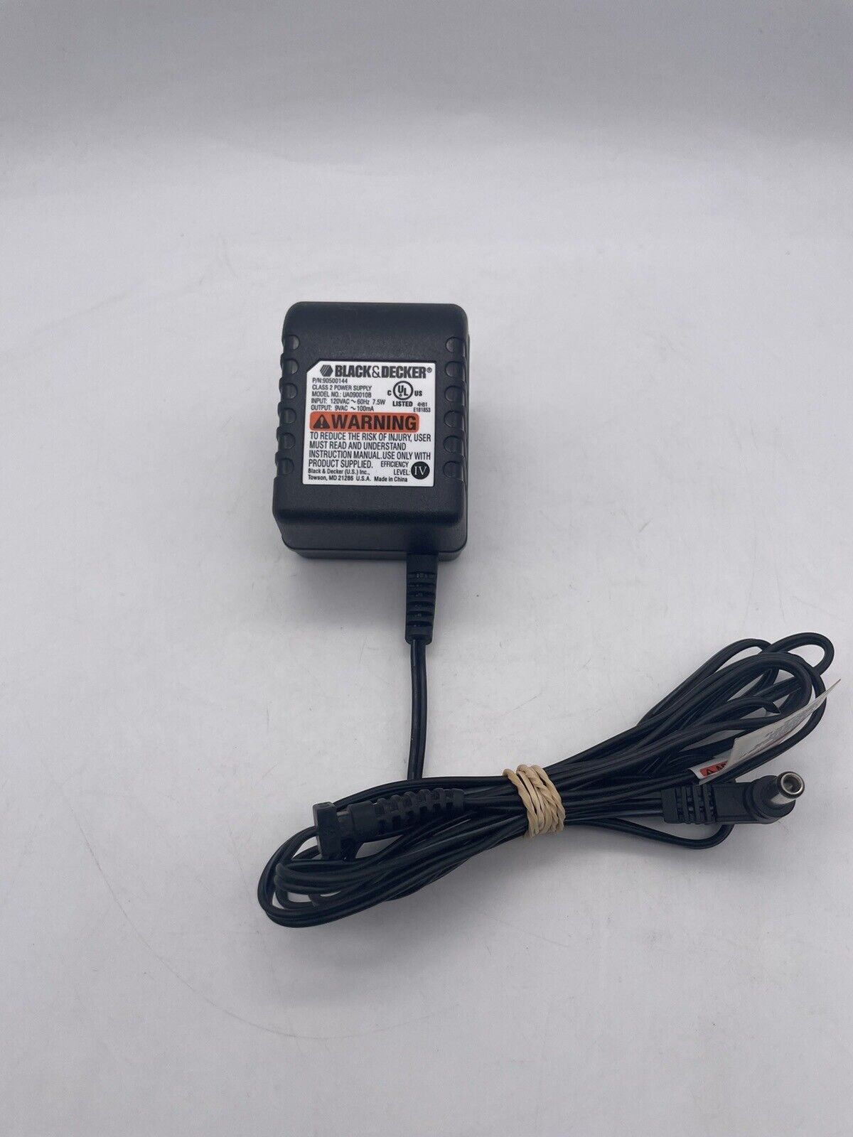 Genuine Black & Decker 9V AC-AC Adapter UA-0900108 UA-090010B 90500144 Charger