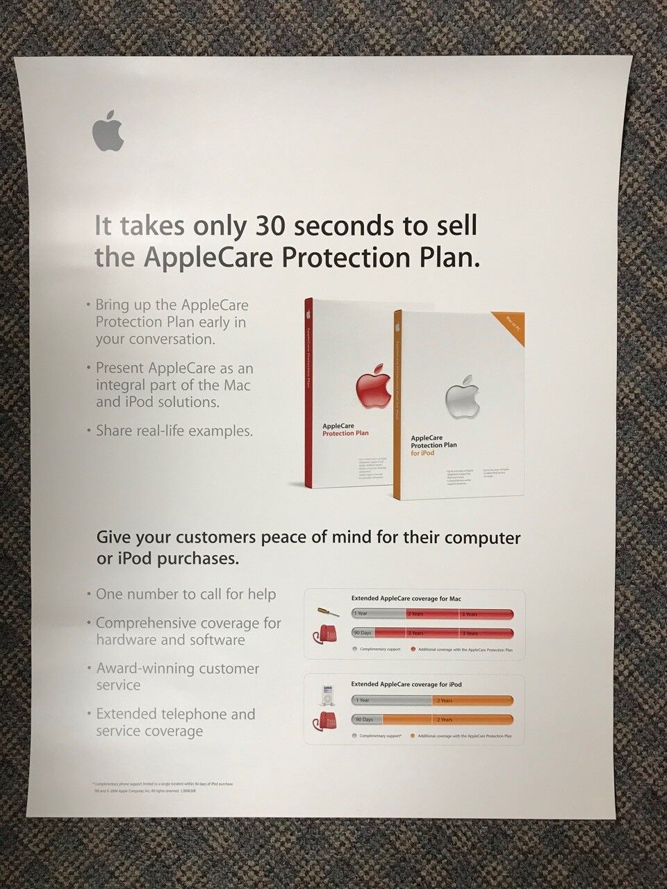 20 yrs old_VERY RARE - APPLE STORE POSTER - It Takes 30 Seconds - Apple Computer