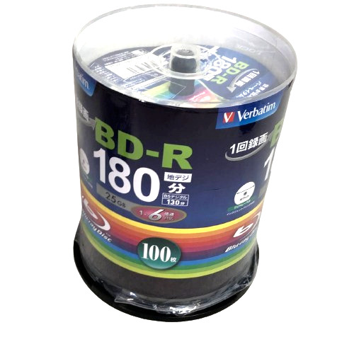 Verbatim Blank Blu-ray BD-R VBR130RP100SV4 25GB 1-6x For one-time recording/100