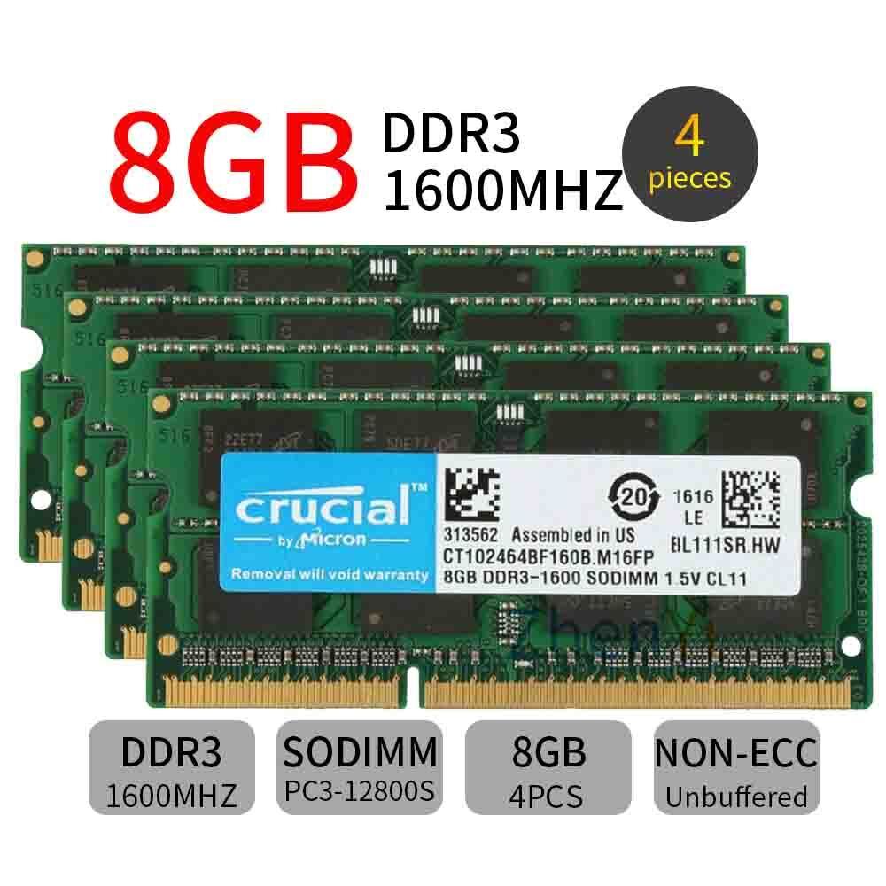 32GB kit 4x 8GB PC3-12800 DDR3 1600MHz RAM for Apple iMac 204-Pin SODIMM Memory