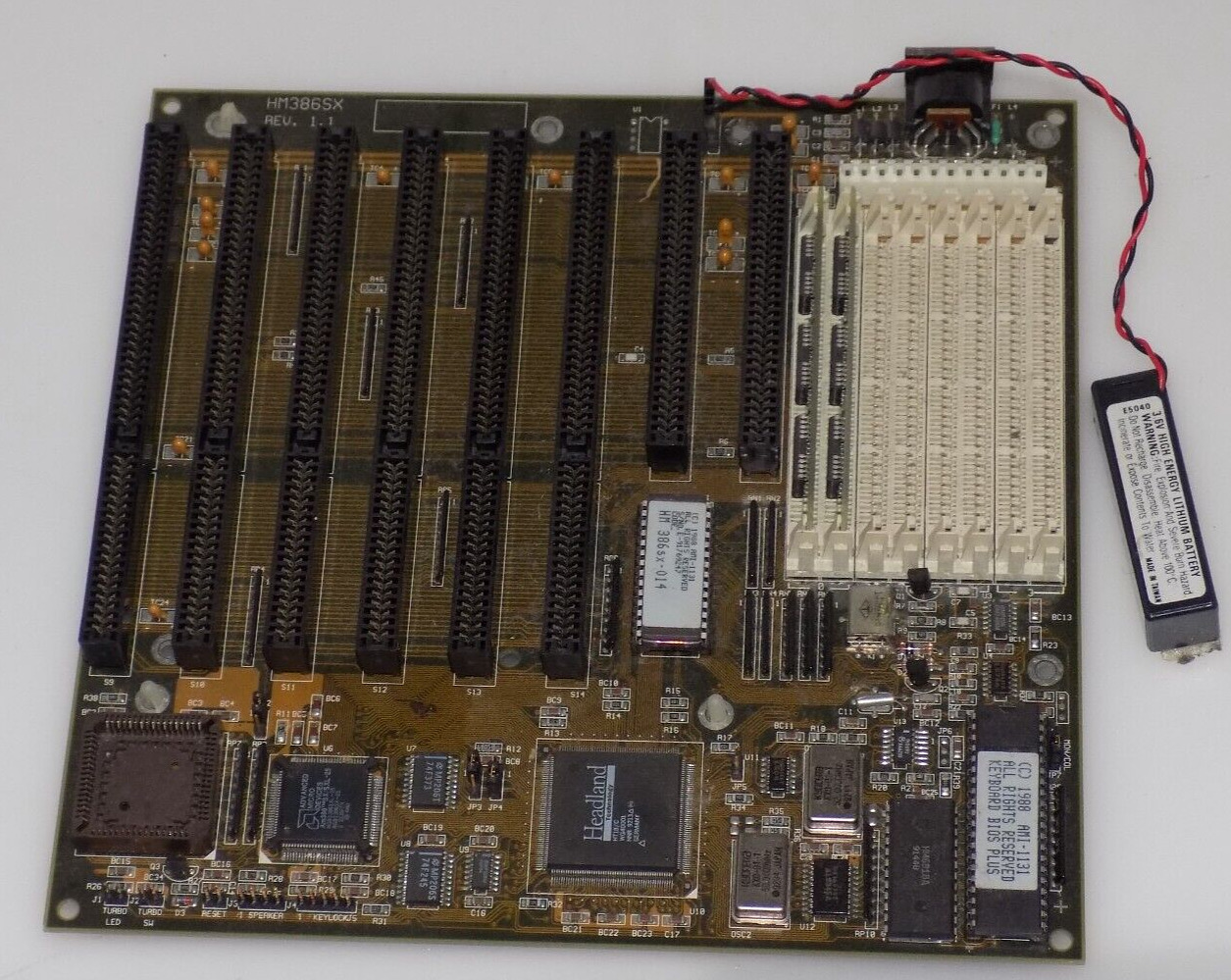 Vintage Retro- ECS HM386SX  Baby AT 386 ISA Motherboard AM386SX/SXL-25 +RAM