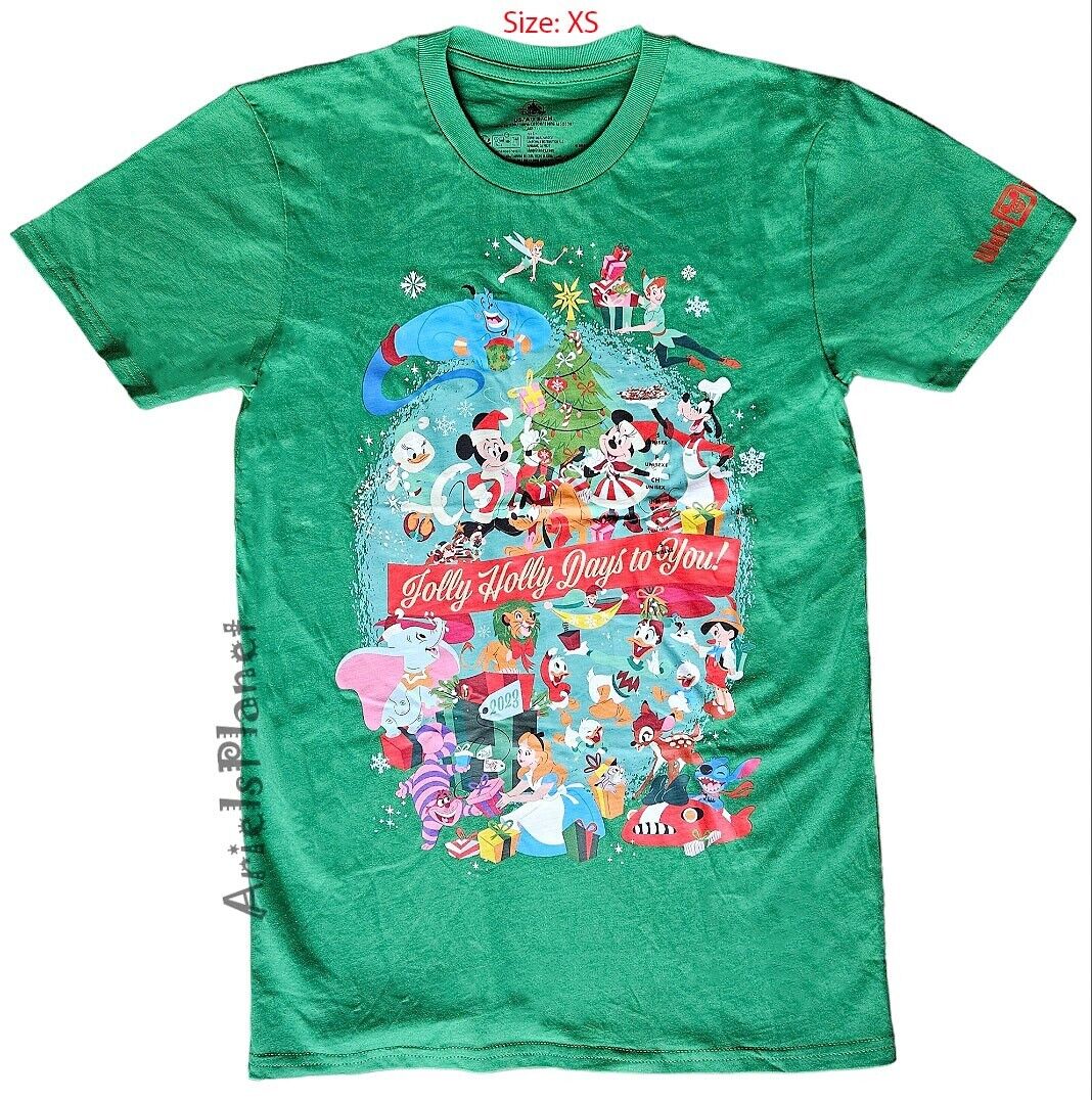 2023 Disney Parks Mickey Friends Christmas Holiday Jolly Holly Days Shirt XSmall