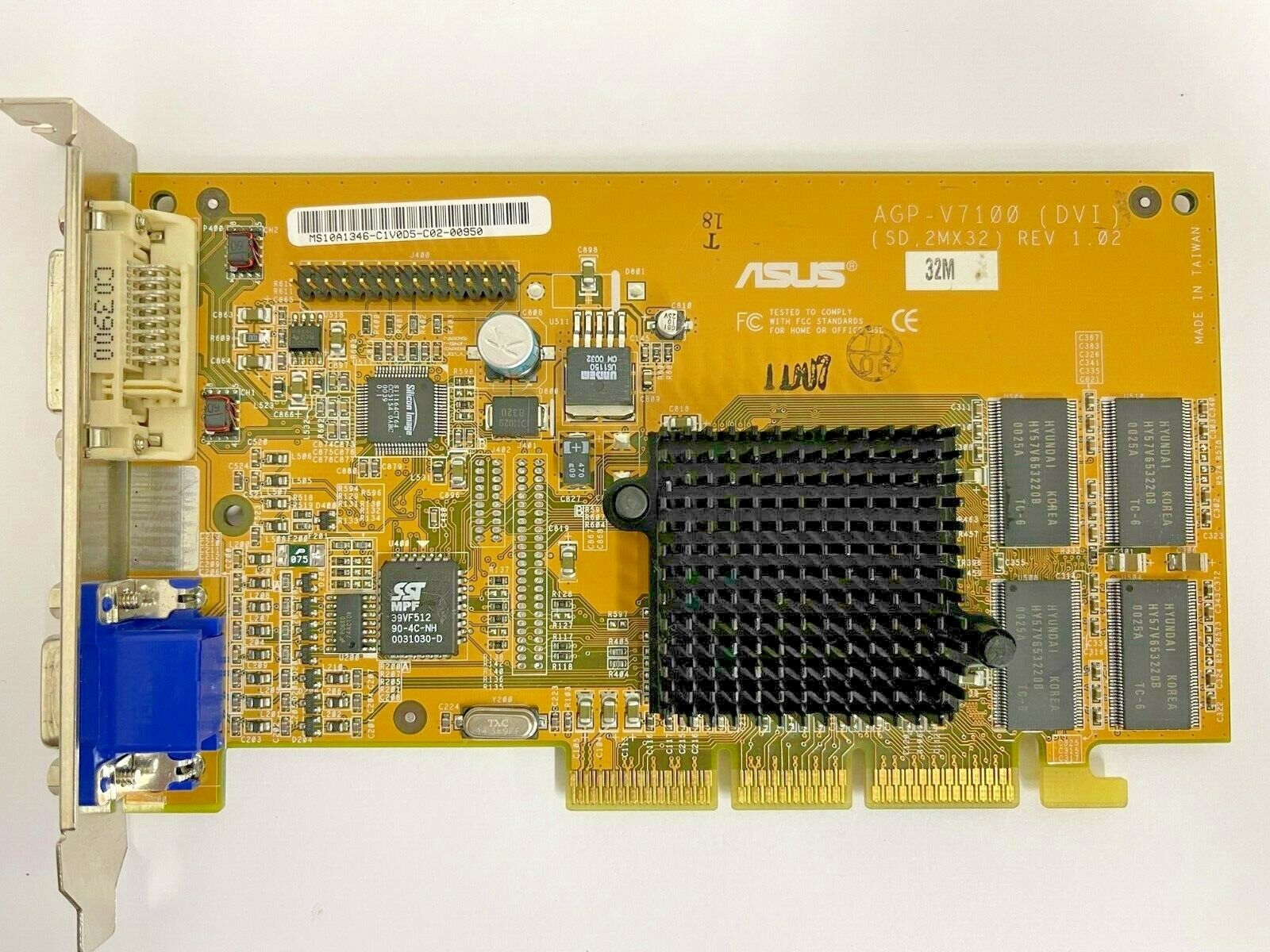 RARE VINTAGE ASUS V7100 (DVI) NVIDIA GEFORCE2 MX 32 MB AGP VGA DVI CARD MXB37 