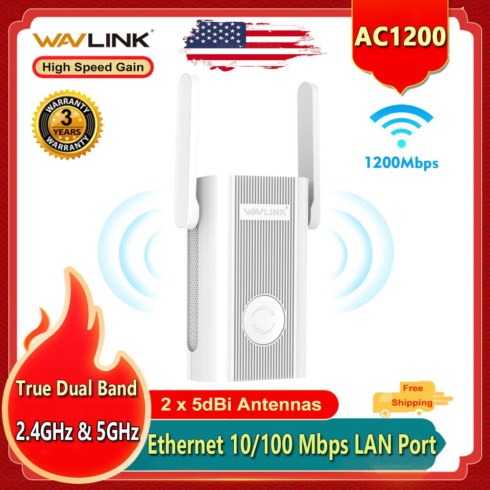 Wavlink 1200Mbps WiFi Repeater & Wireless Range Extender Dual Band High Gain WPS
