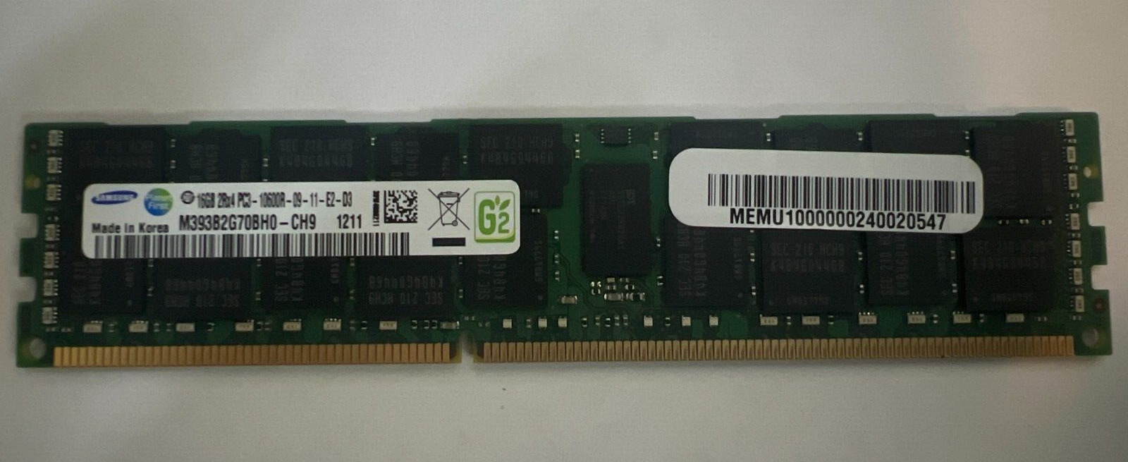 Samsung M393B2G70BH0-CH9 16GB PC3L-10600R DDR3 SDRAM Memory Module