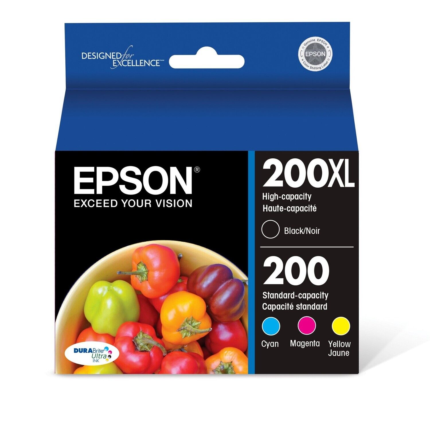Genuine EPSON T200 DURABrite Ultra Ink High Capacity Black & Standard Color Cart
