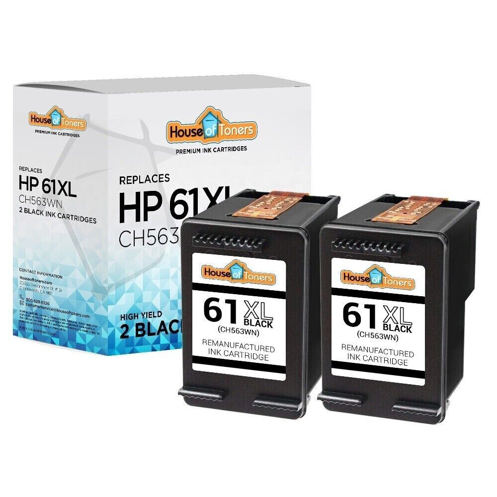 2pk #61XL Black Cartridges for HP Officejet 2620 4630 4632 4634 4635
