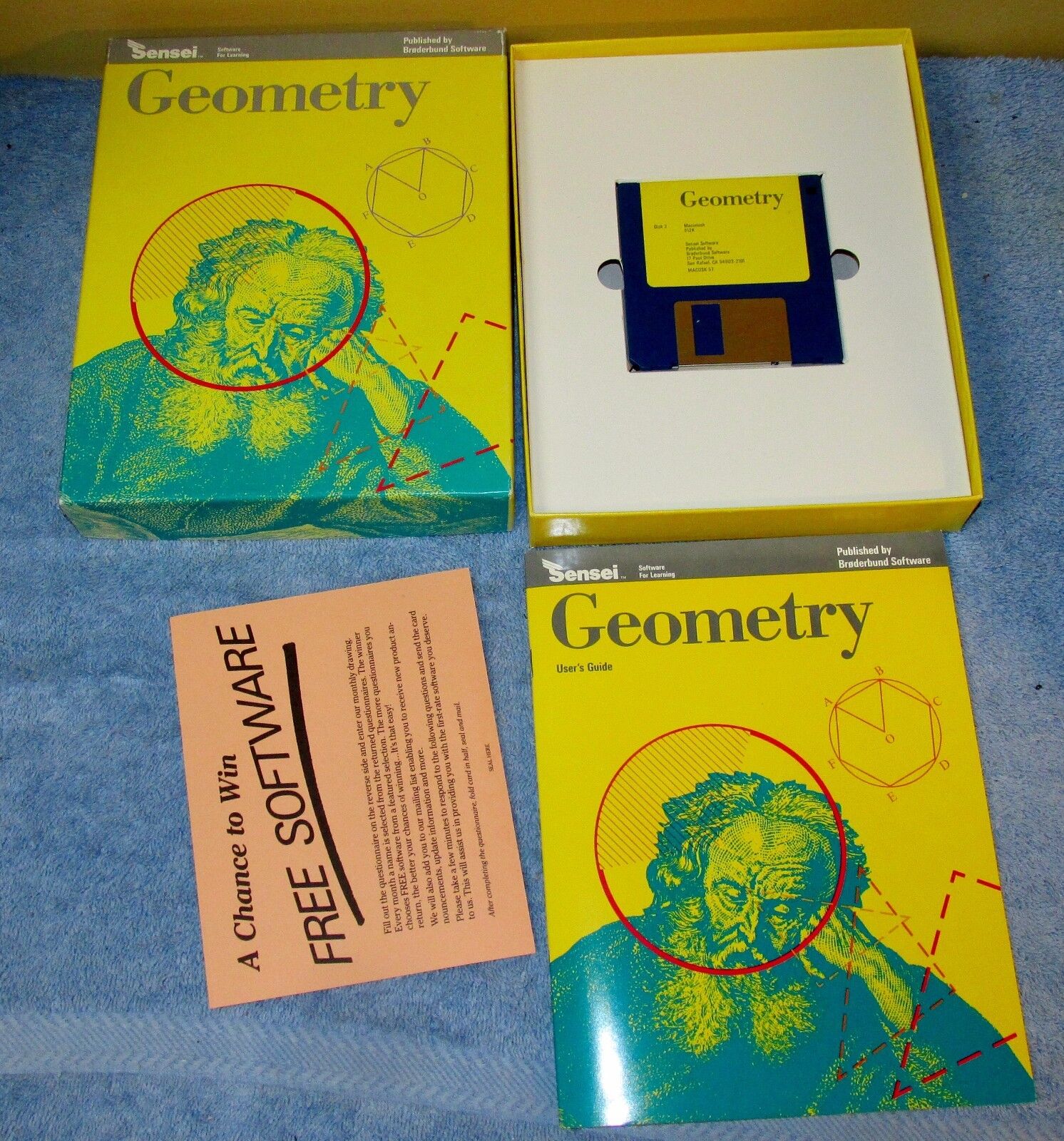Vintage Sensei 1988 Apple GEOMETRY Math Software w/Manuals Floppy & Box J0488