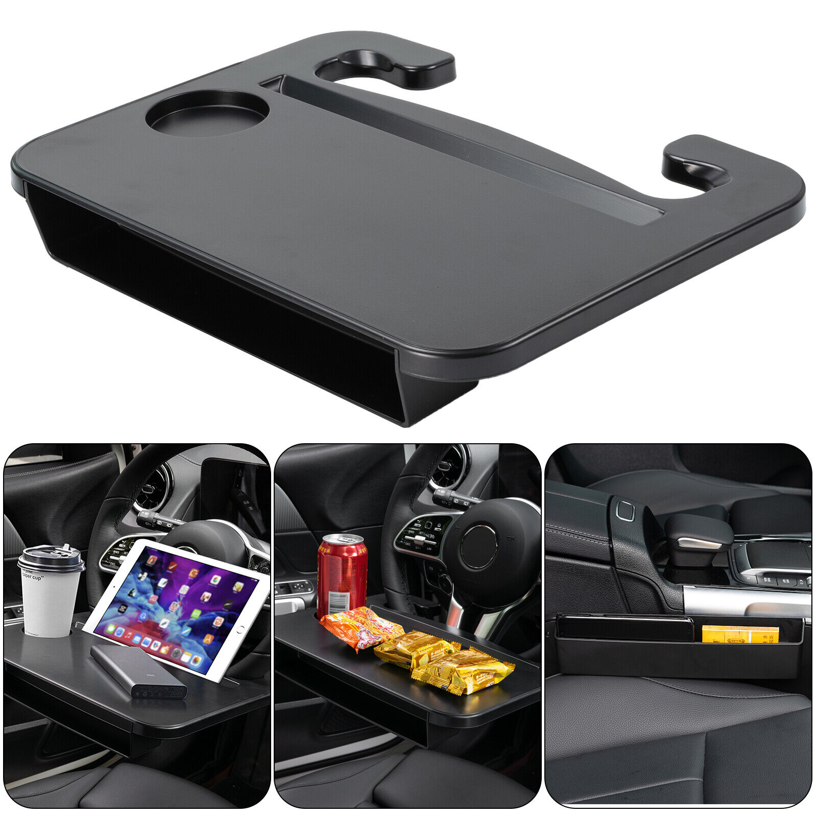 Multi—Functional Car Steering Wheel Tray Table For iPad Laptop Food Drink Holder